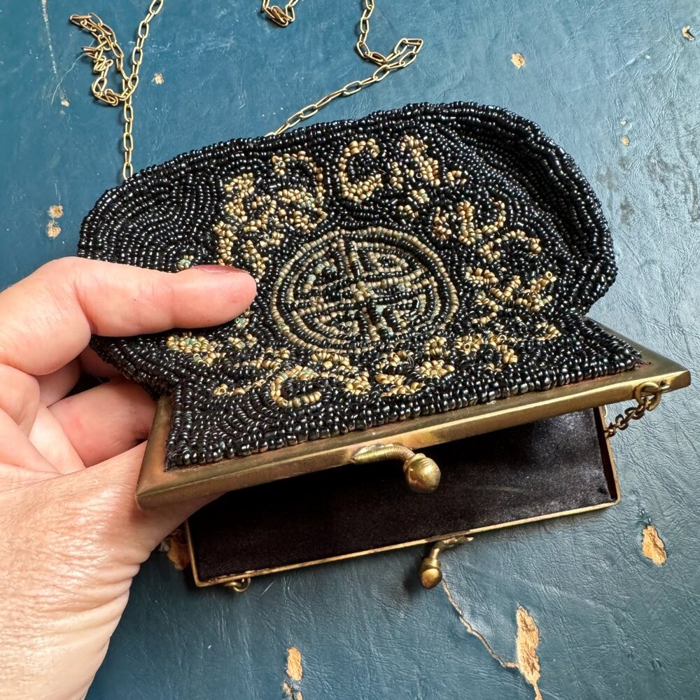 Vintage small beaded wallet coin purse roaring 20s style - Picture 7 of 12